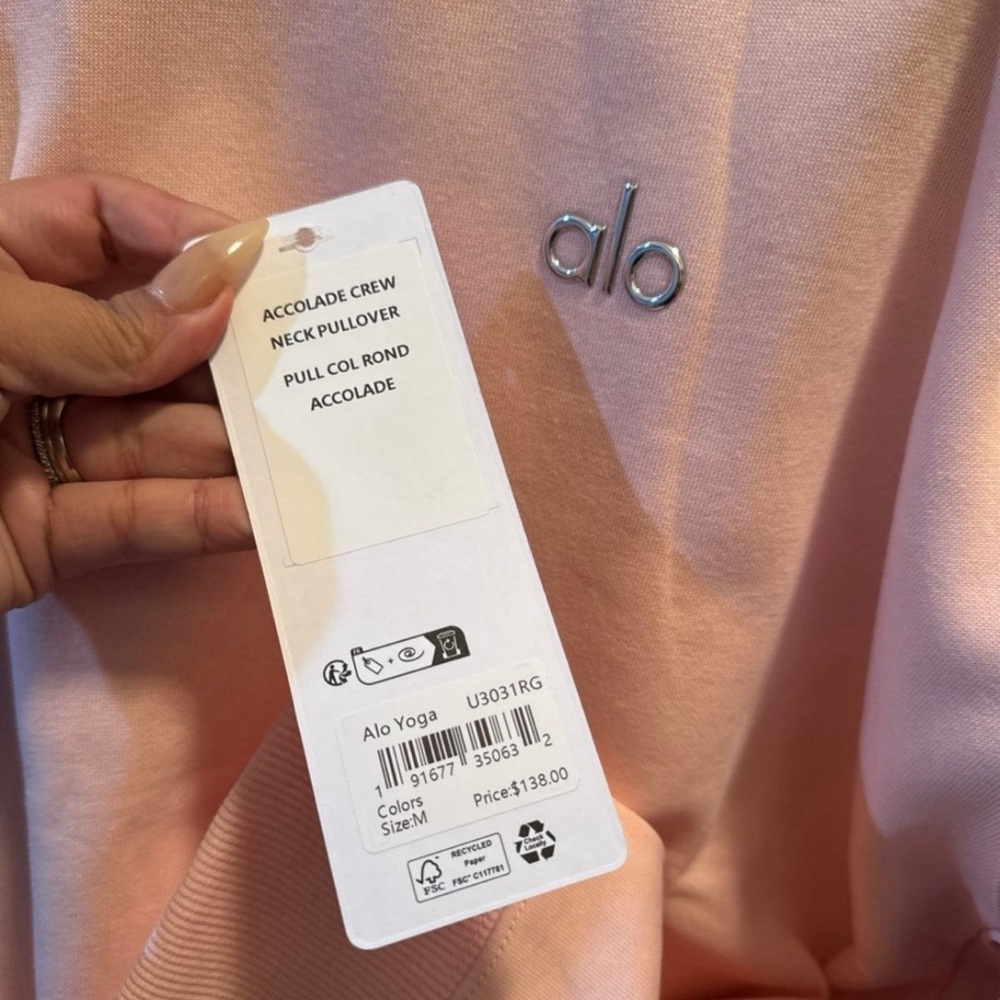 Alo accolade pink sweater